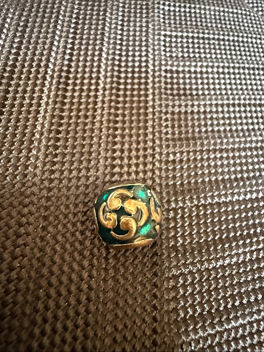 Pandora Green and Gold Filigree Charm